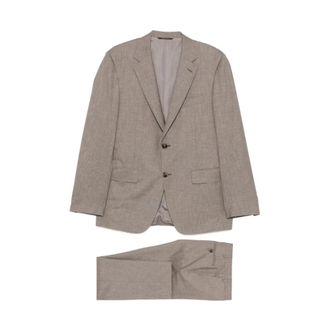 Canali Heren, Pakken, Beige, Maat: L Wol