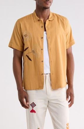 Raga Man Imaran Embroidered Button-Up Shirt in Camel at Nordstrom Rack, Size X-Large