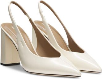 BOSS Heeled leather pumps with slingback strap