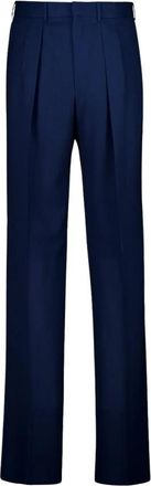Tom Ford Wool Pleated Broeken - Heren - Wijde Broeken - Blauw - M - Wol - Broeken