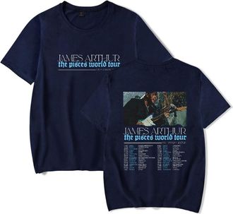 Generic Jame Arthur The Pisces World Tour Print T-Shirt Men Women O-Neck Fashionable Short Sleeve (Navy,XXS)