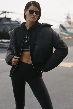 Alo | Gold Rush Puffer Jacket in Black, Size: Medium