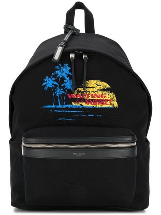 Saint Laurent City Waiting For Sunset backpack - unisex - Polyester/Calf Leather - OS - Black