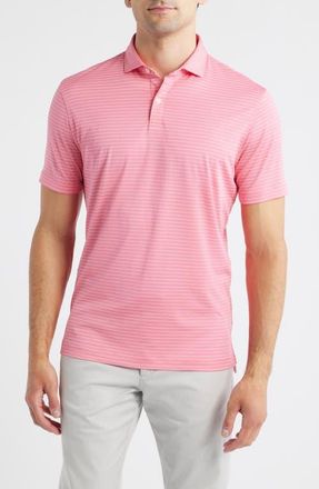 Johnnie-O Beau Stripe Performance Polo in Pink Lemonade at Nordstrom, Size Xx-Large