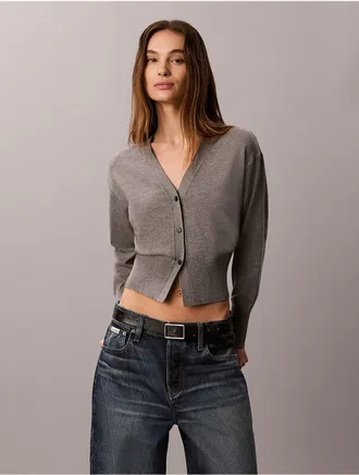 Calvin Klein Womens Tech Knit Cardigan - Grey - XS