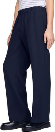 Sandro Wide-leg trousers in Navy Blue at Nordstrom, Size 44 X 33 Eu
