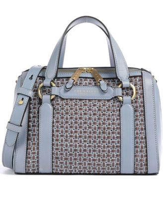 The Bridge Blue Handbag W/Shoulder Geometric Canvas Handbag
