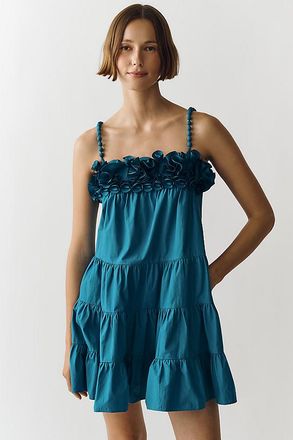 Saylor Carie Sleeveless Ruffled Square-Neck Tiered Mini Dress