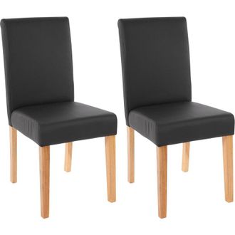 Hhg Non utilizzato] Set 2x sedie Littau ecopelle opaca soggiorno cucina sala da pranzo 56x43x90cm nero piedi chiari