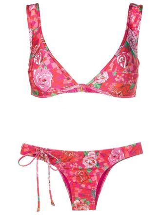 Amir Slama Bikini con stampa geometrica - Rosa
