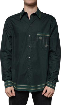 Dolce & Gabbana Green Logo Long Sleeve MARTINI Casual Mens Shirt