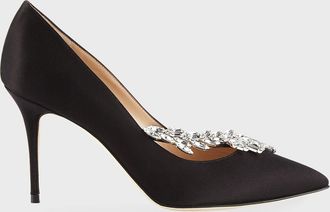 Manolo Blahnik Nadira Jeweled Satin 90mm Pump