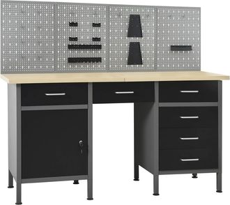 vidaXL Vidaxl - Banco Da Lavoro Con 4 Pannelli A Parete