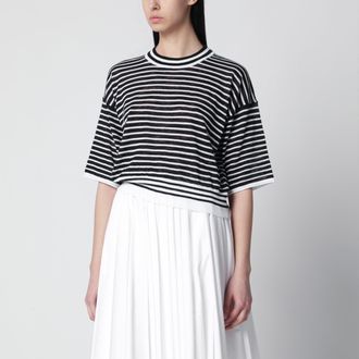 Roberto Collina Black/white striped cotton-blend sweater