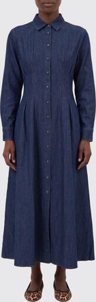 MC2 Saint Barth Abito chemisier midi in denim di cotone con maniche lunghe