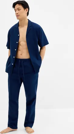 Le 31 Mens Solid lightweight linen pyjama pant