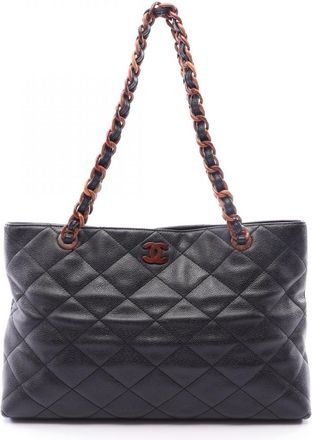Chanel Black Grained Calfskin Handbag Tote Bag (Pre-Owned)