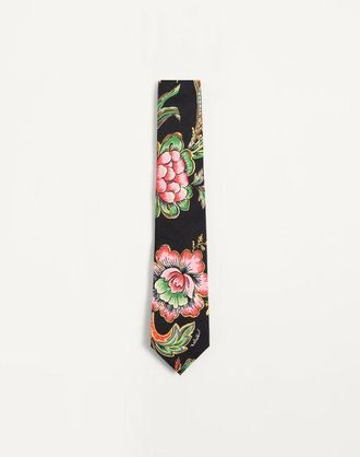 Valentino Garavani Silk Tie With Papier Floral Pattern