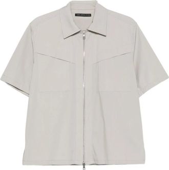 low brand Zip-up Shirt - Heren - Korte mouwen Overhemden - Grijs - M - Katoen - Overhemden