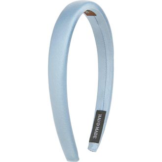 Tasha Skinny Padded Satin Headband in Blue at Nordstrom