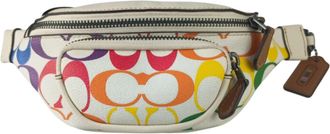 Coach Signature Multi-Color Off-White Leather Pvc Fanny Pack Sling Bag (Pre-Owned)