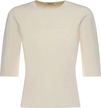 Max Mara Maglia Canottiera Top - Dames - Ronde hals truien - Beige - M - Truien & Vesten