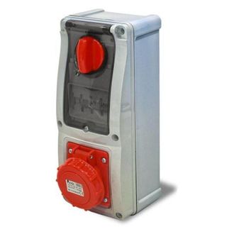 Rosi Collection Presa interbloccata verticale con sezionatore, con fondo, con magnetotermico, 380V, 5 poli, 63A, IP67 Rosi 16.463R6MT