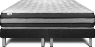 VITALIT Vitalit - Base Tapizada Negro + Colch&oacute;n Con Muelles Y Viscoel&aacute;stica 2x100x200