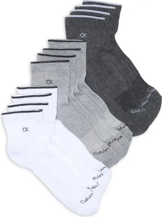 Calvin Klein 6-Pack Cushioned Quarter Socks in Heather Grey Assorted at Nordstrom Rack