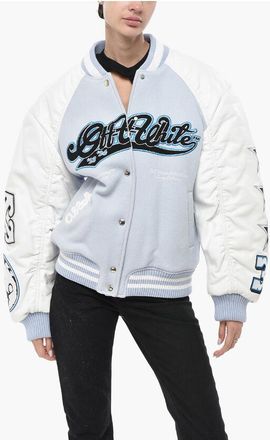 Off-white Wool-Cloth Bomber MOON WHEEL With Leather Sleeves size 38