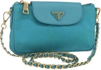 Prada Pre-owned Cross Body Bags, female, Blue, Size: ONE SIZE Pre-owned Nylon Cross Body Bag