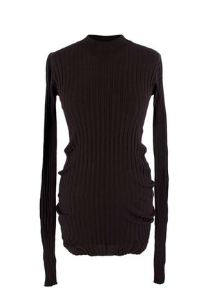 Bottega Veneta Dark Brown Long Sleeve Ribbed Top Size XS