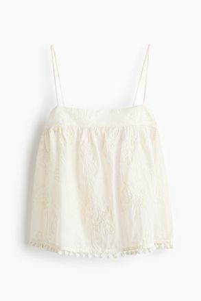 H&M Besticktes Tr&auml;gertop - Cremefarben
