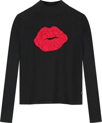 Fab By Fabienne Chapot Courtney Lips Pullover - Dames - Coltruien - Zwart - M - Leer - Truien & Vesten