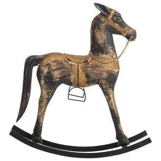 Wanderlust Deco Caballo Balanc&iacute;n De Madera Acabado Artesanal Negro 73x20x84h Cm