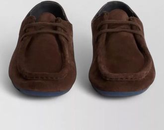 Jil Sander suede leather lace-up loafers