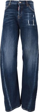 Dsquared2 Navy Blue Wide Leg Jeans