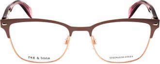 Rag & Bone Ladies Brown Rectangular Eyeglass Frames RNB3022
