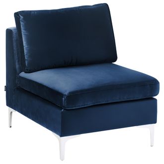 Beliani Sill&oacute;n Modular De Terciopelo Azul Marino Asiento Patas Metal Glamour Evja