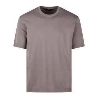 Herno T-Shirts, male, Gray, Size: 2XL Cotton T-Shirt with Knit Effect