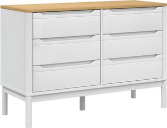 vidaXL C&oacute;moda Cajonera Floro Madera Maciza De Pino Blanco Vidaxl