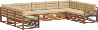 vidaXL Conjunto De Sof&aacute;s De Exterior 9 Uds. Natural Y Beige Vidaxl