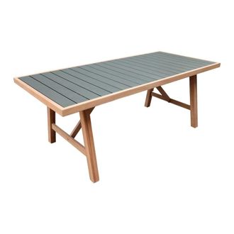 Sweeek Mesa de jard&iacute;n de madera de acacia y aluminio, 8 plazas, verde kaki