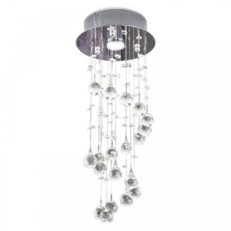 HOMCOM Crystal Chandelier - Spiral Rain Drop-Silver/Crystal | TJ Hughes Silver