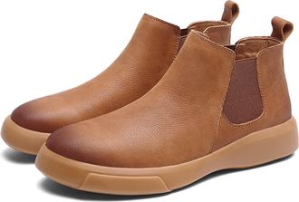 Generic Mens Chelsea Boots Suede Leather Casual Boots for Male Comfort Slip On Chukka Ankle Boot for Outdoor Walking Hiking Driving (Brown plush,11.5)