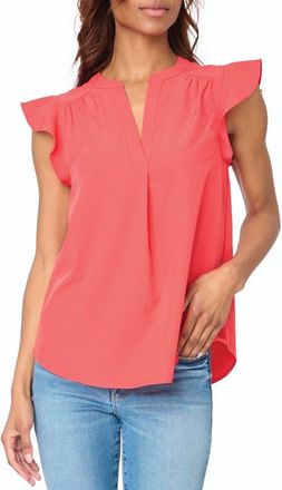 Gibsonlook Flutter Sleeve Top in Hibiscus at Nordstrom, Size Xx-Small