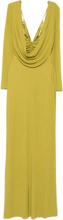 Elisabetta Franchi Abito lungo con scollo drappeggiato - Verde