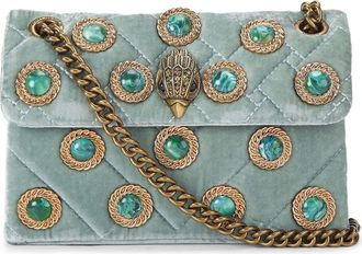 Kurt Geiger Mini Kensington Velvet Crossbody Bag in Light/Pastel Green at Nordstrom
