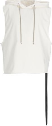 Rick Owens Ivory Tunic Cotton Sleeveless Hoodie