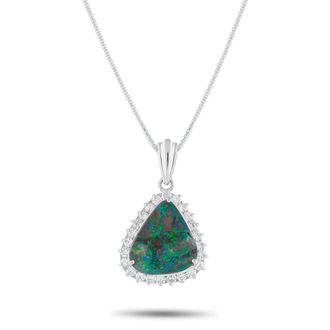 Luxury Bazaar Platinum 0.60ct Diamond and Opal Necklace MF05-110425